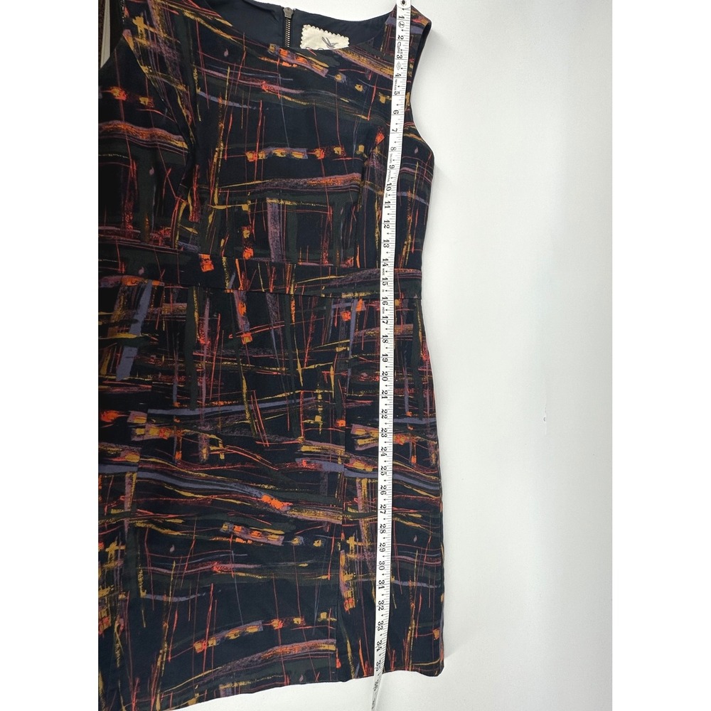 Anthropologie Tabitha Expressionist Sheath Dress 2 Black Colorful Zip Back Lined - Picture 6 of 9